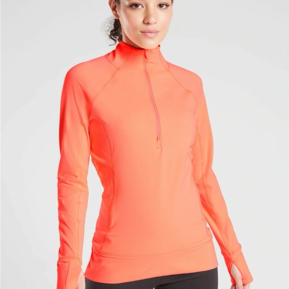 Athleta Vibrant Coral Quarter-Zip NEW with‎ tags